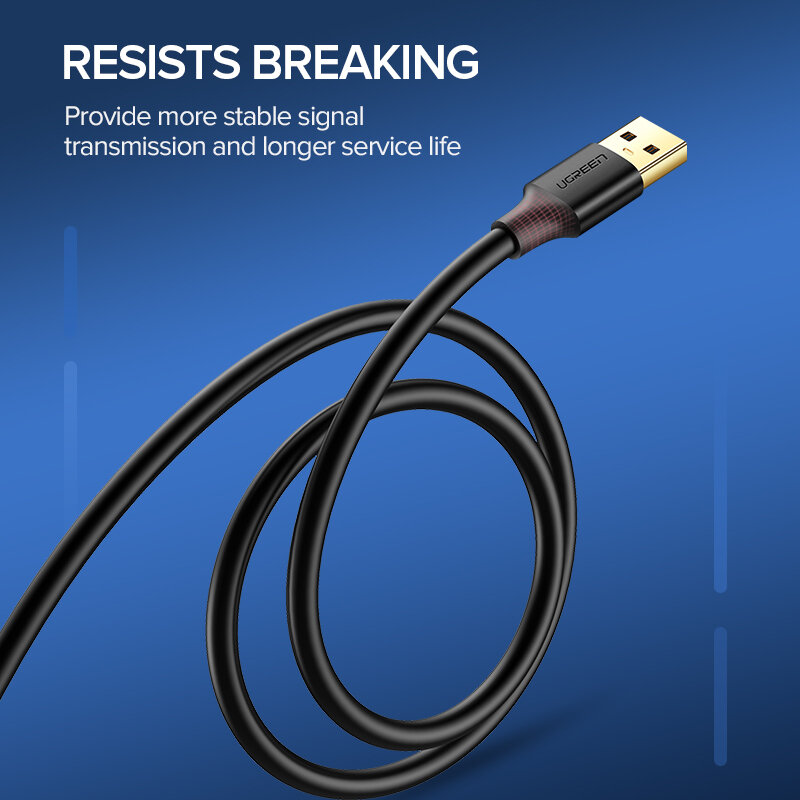 Ugreen USB Kabel Ekstensi USB 3.0 Kabel untuk Printer Smart PS4 SSD USB3.0 2.0 untuk Extender Data Kabel Mini USB kabel ekstensi
