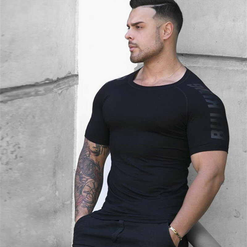 Camiseta ajustada deportiva para hombre, polo de compresión para gimnasio y correr, grande, 2021