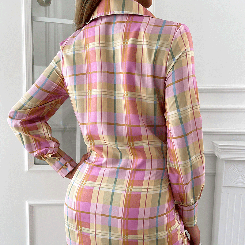 2021 outono nova manga comprida xadrez camisa feminina comprimento médio fino camisa pulôver tops mulher roupas