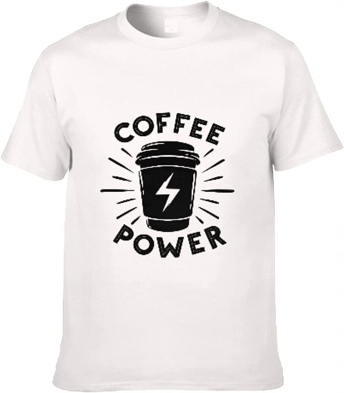 Camiseta masculina e feminina ajj café design de energia retro clássico em torno do pescoço