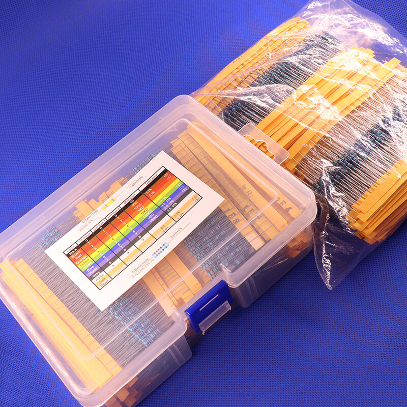 Conjunto de resistencias de película metálica, Kit surtido de 2600 valores, 1/4W, 130 W, 0,25, Condensadores fijos, 1% Uds.