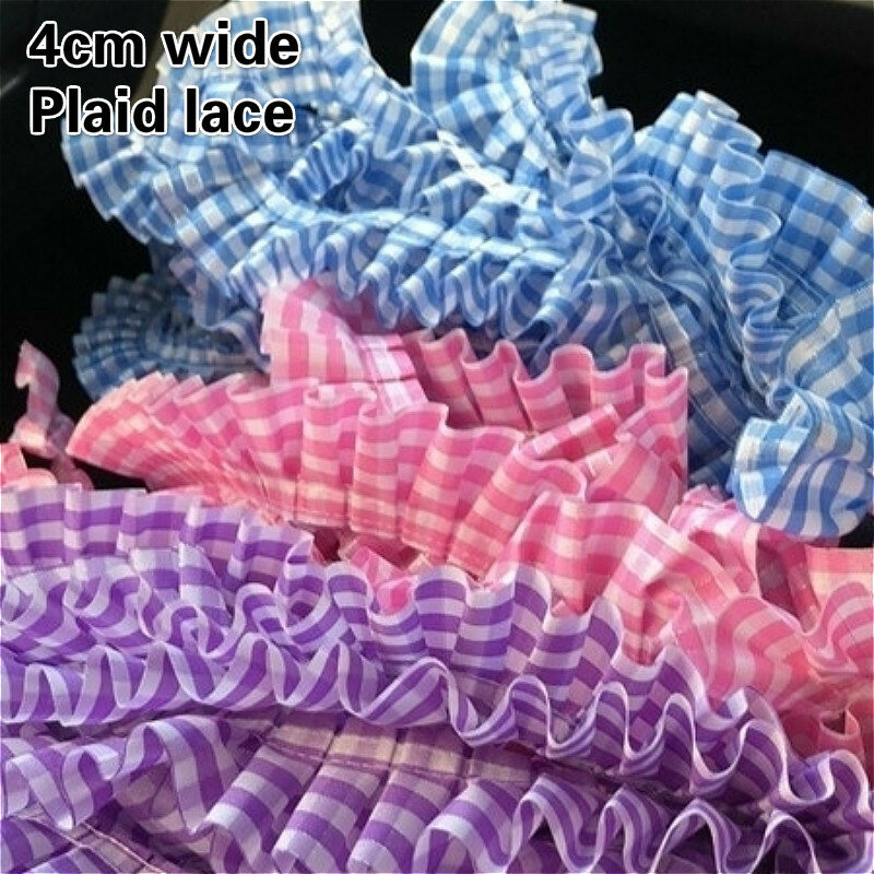 New Products Silver Silk Lattice Ribbon Crumpled Soft Lace DIY Children's Collar Cuff Skirt Striped Baby Cradle Trim Decoration
