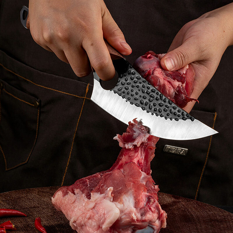 5.5" Kitchen Knife Meat Cleaver Slaughtering Butcher Knife Chopping Boning Knife Raw Fish Filleting Cooking Tool