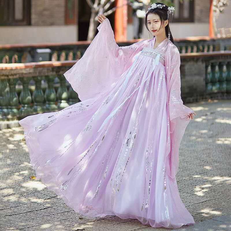 Verão chinês hanfu princesa vestido de fadas feminino folk com quimono dança oriental traje roupas chinesas