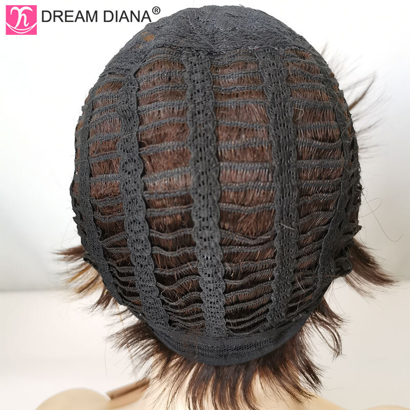 Dreamdiama-peruca 100% cabelo humano encaracolado malaia, peruca com ombré, cabelo remy, comprimento de 8 polegadas