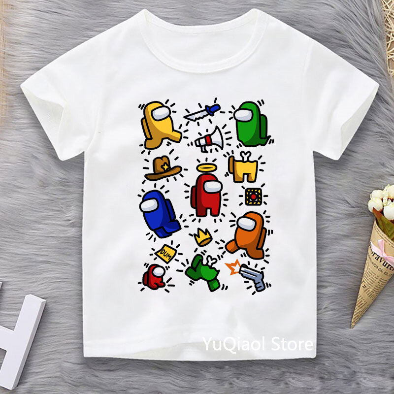 Casual streetwear tshirts entre nós crianças imprimir popular jogo dos desenhos animados camiseta crianças moda verão unisex topos