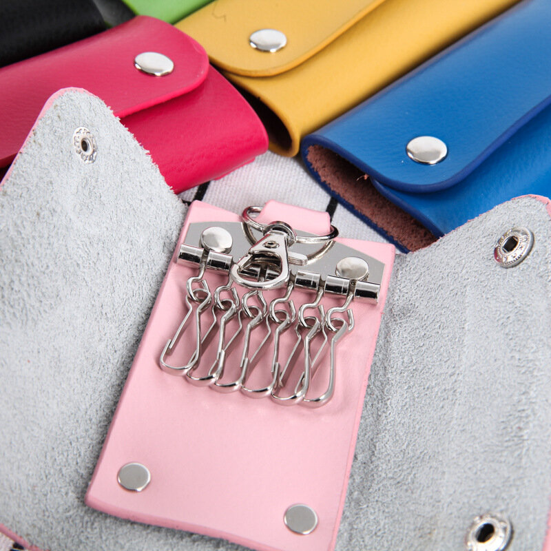 حقيبة مفاتيح نسائية جلد متعدد الوظائف سيارة جلدية حقيبة مفاتيح المرأة الكورية مفتاح سلسلة
