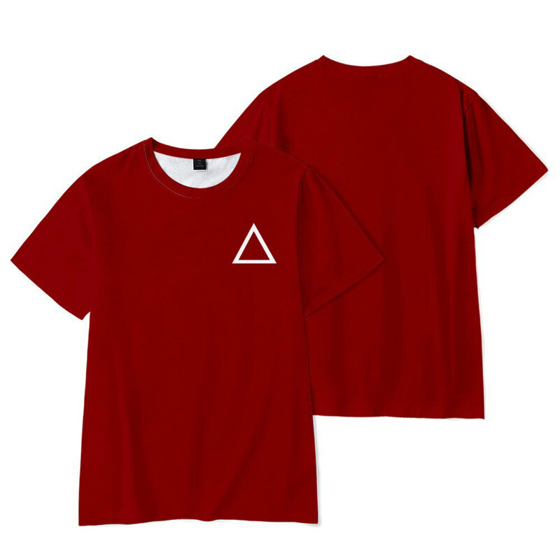 여름 오징어 게임 남자 티셔츠 3D 프린팅 패션 운동 o넥 오버사이즈 티셔츠 캐주얼 올 매치 반팔 탑, 티셔츠 3D 프린팅