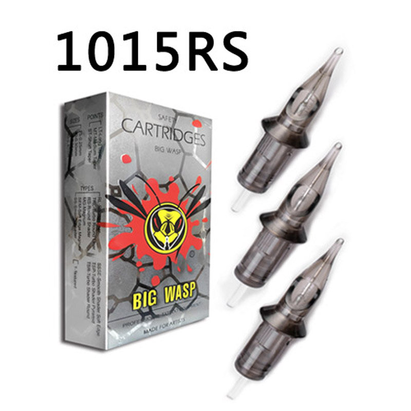 BIGWASP 1015RS Tattoo Needle Cartridges #10 Evolved (0.30mm) Round Shader (15RS) for Cartridge Tattoo Machines & Grips 20Pcs