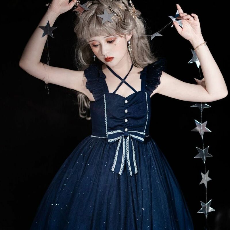 JSK Starry Sea Gradient Lolita Dress, perfeito para sling diário, festas de chá e cosplay, Summer Princess Cost, Enchant em japonês