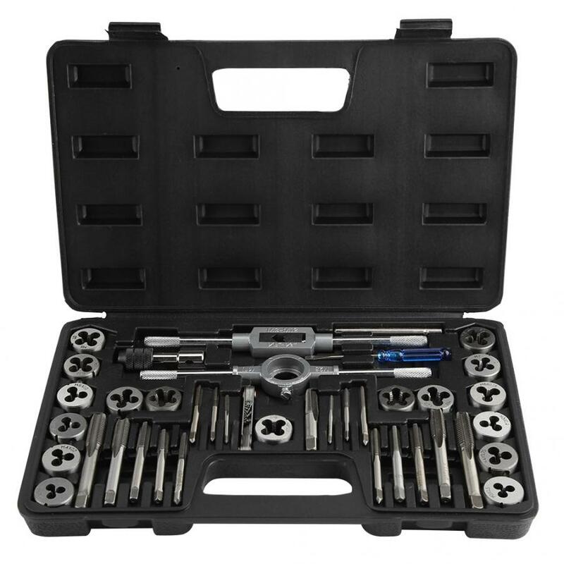 40Pcs M3-M12 Tap Die Set with Wrenches and Thread Gauge Heavy Duty Screw Thread Tap Die Wrench Set