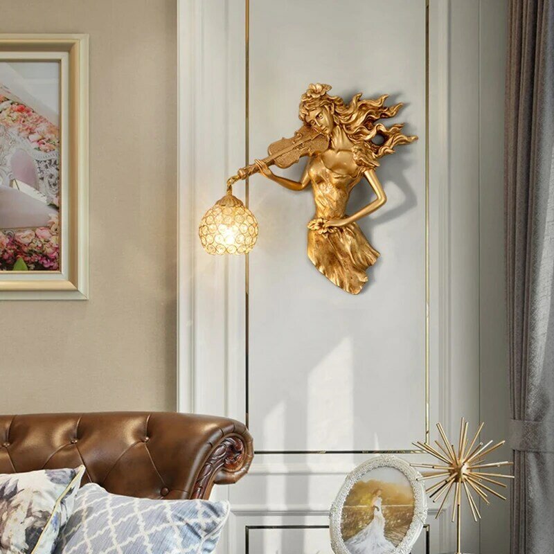الأوروبي الإبداعية كريستال الجدار مصباح الذهب الفاخرة ديكور أباجورة غرفة المعيشة غرفة نوم حائط الخلفية إضاءة داخلية خفيفة