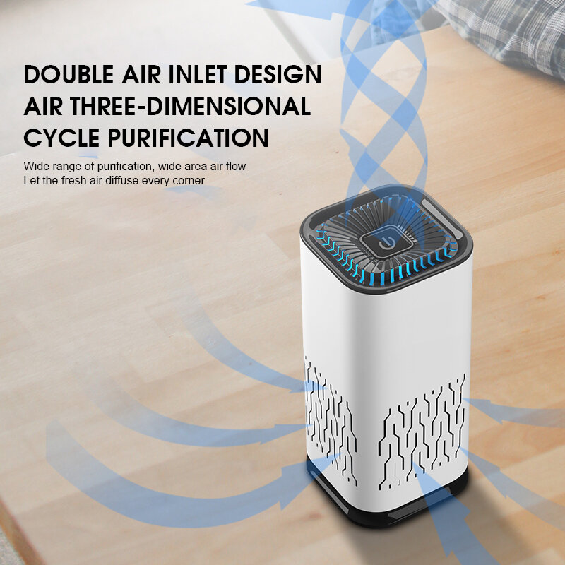 Air Purifier Luft Reiniger für Haus HEPA Filter USB Kabel Geräuscharm Luftreiniger mit Nachtlicht Desktop