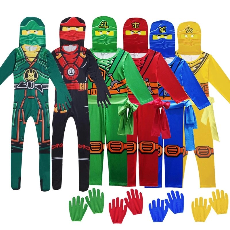 Conjuntos de macacão ninja para cosplay, roupas para menino, dia das bruxas, natal, roupas de festa, anime, ninja super-herói, roupa de rua, venda quente
