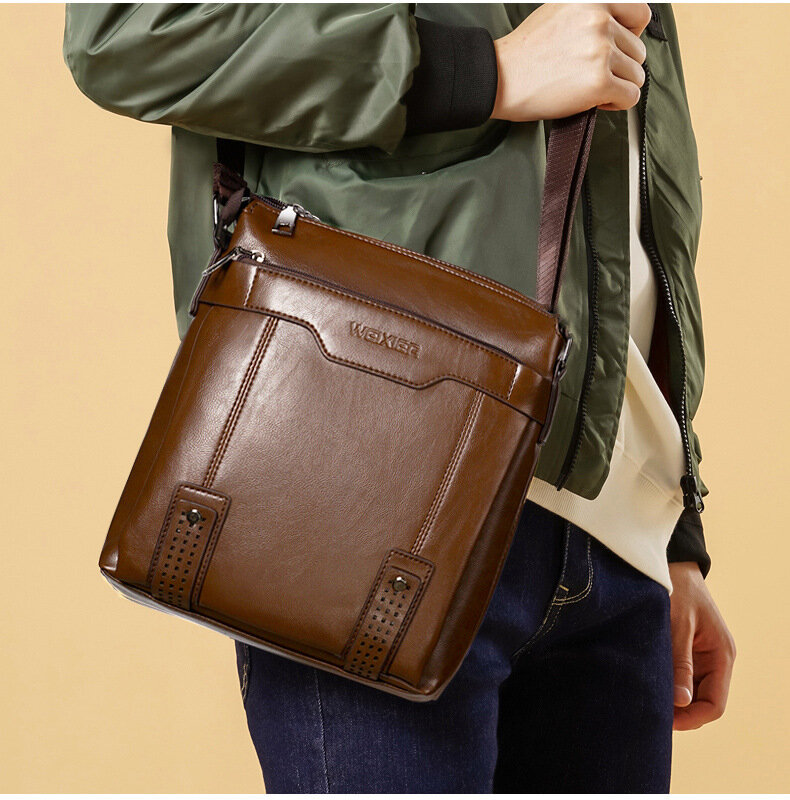 WEIXIER Men's Briefcase Vertical Business Bag Men Messenger Bag Large Capacity Retro Backpack Shoulder Bags Purses Bolso hombres