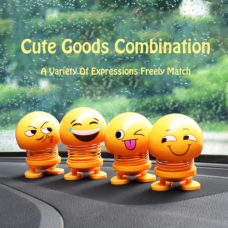 Emojied cabeza embalaje para juguetes de primavera cara sonriente muñeco que mueve la cabeza coche familia decoración juguete Año nuevo regalo