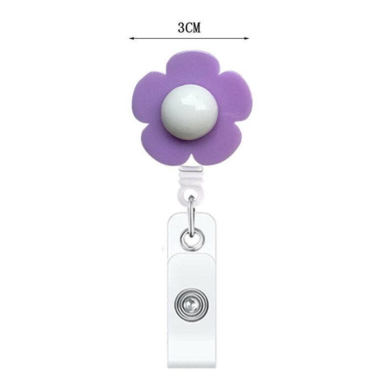 5 Color Cute Flower Shape Retractable Nurse Badge Reel Clip Badge Holder Students Doctor ID Card Holder School Office Supplies