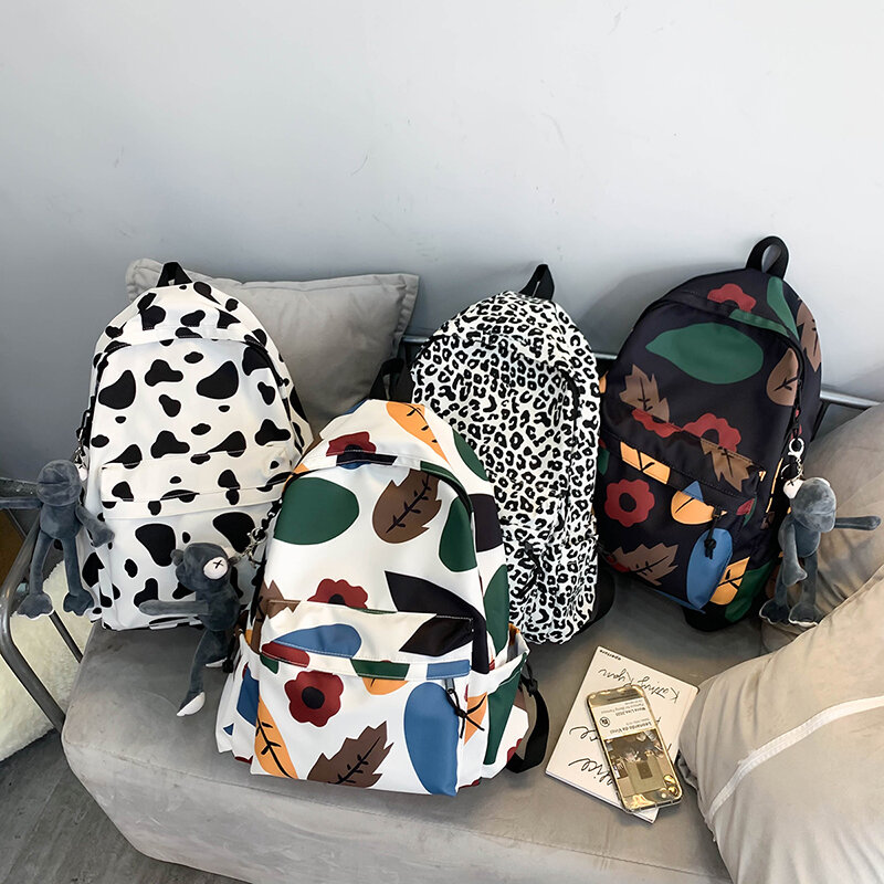 2021 nuovo zaino da donna in Nylon impermeabile con Design alla moda portachiavi borsa da scuola per adolescenti zaini per studenti zaino fantasia