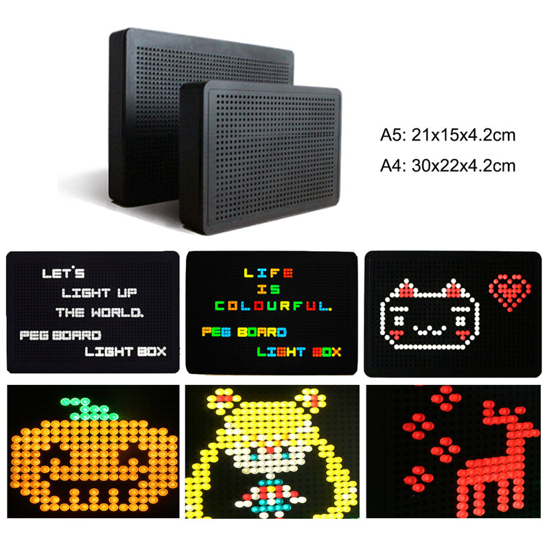 5V LED Combination Light Box Battery/USB Power Creative Night Lamp DIY Puzzle Alphabet Light Box A4 A5 Colorful Message Board