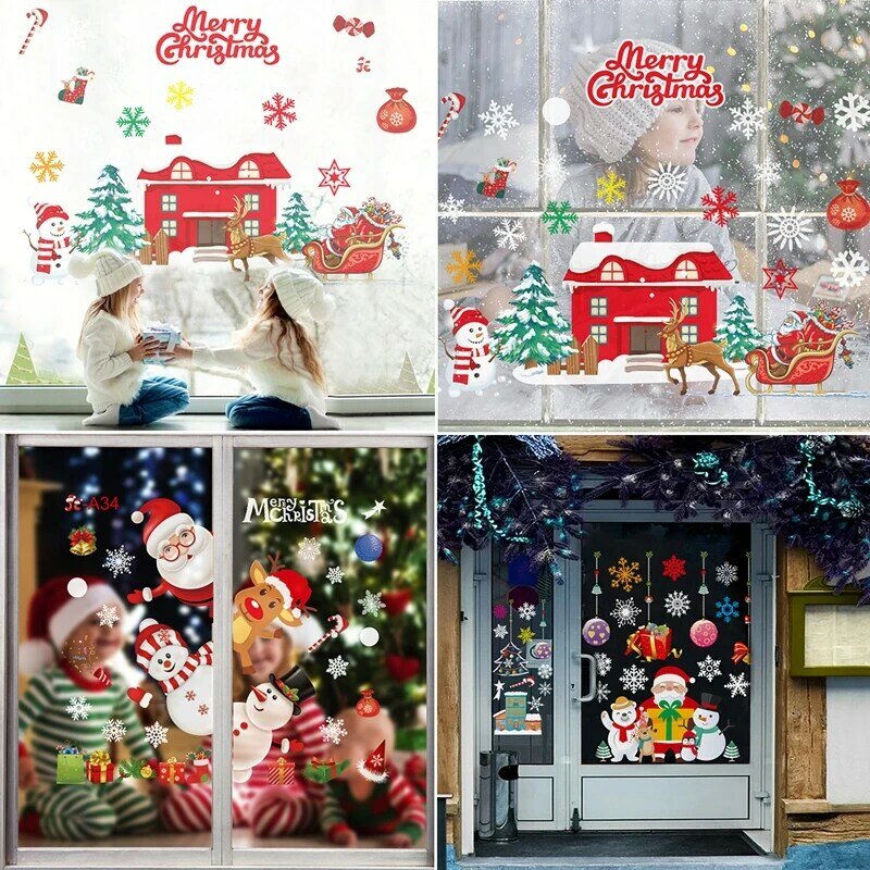 Pegatinas de pared de Feliz Navidad, pegatinas de vidrio para ventana, decoraciones navideñas para el hogar, adornos navideños, Año Nuevo 2021, 2022