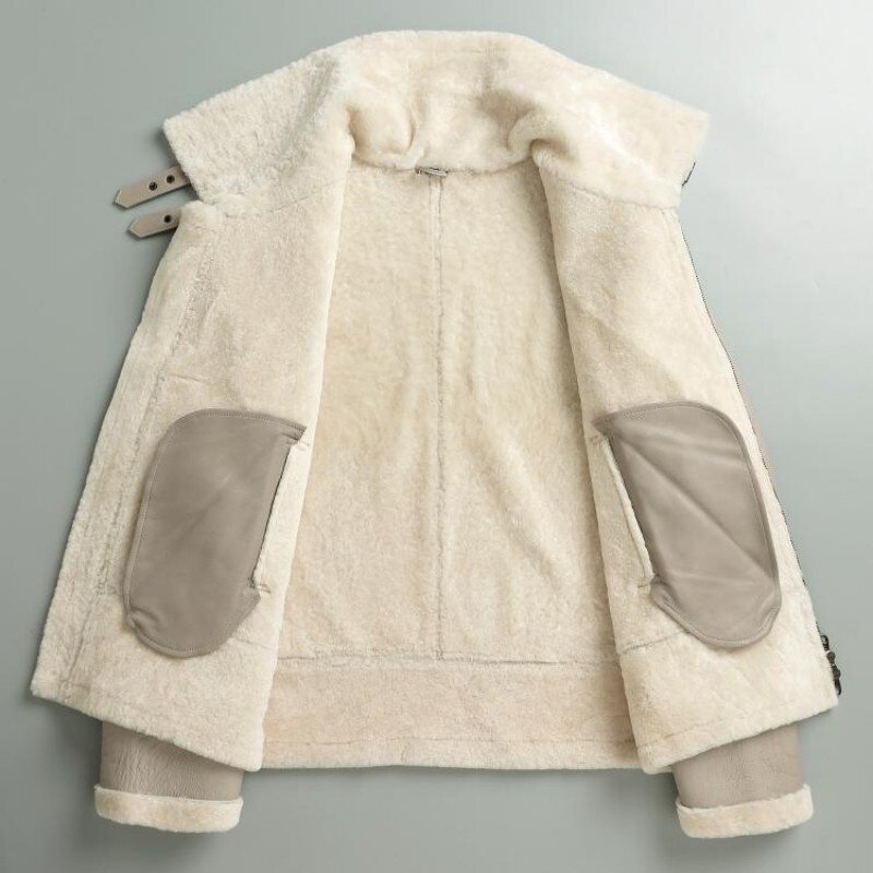 Теплое зимнее женское пальто из овчины, Женская мотоциклетная куртка с отложным воротником, женские кожаные куртки
