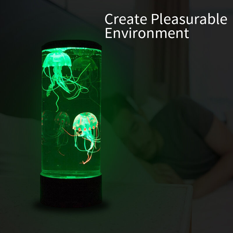 LED 7 couleur changeante méduse lampe Aquarium chevet décoration veilleuse créative polyvalente lampe de nuit avec fonction de synchronisation