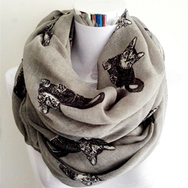 Бесплатная доставка, Женский Осенний шарф, большой платок для женщин, бесконечный шарф, персидский шарф с котом, кольцевые шарфы