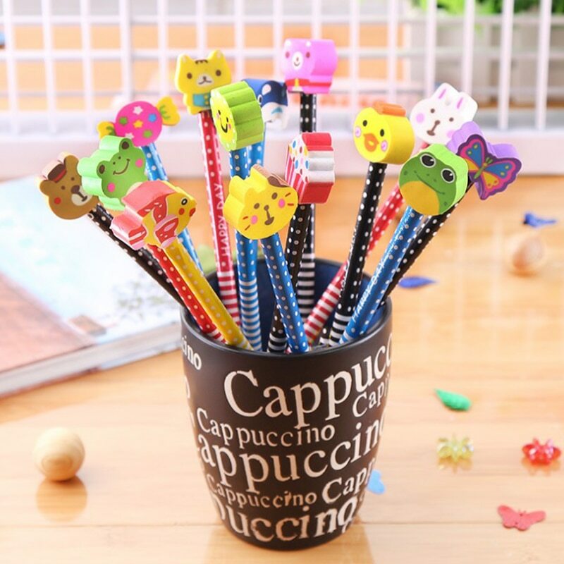 10PCS/Set Creative Cartoon Kawaii Korea Novelty Standard Pencils For Kids Children Stationery School Children Cartoon Pencil