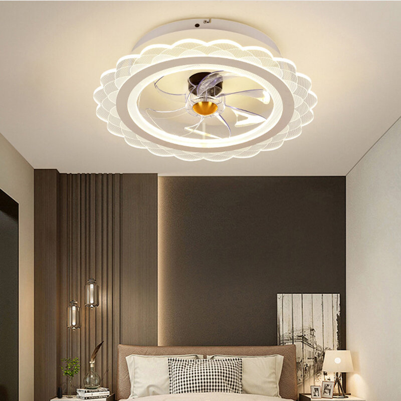 Nordic wentylatory sufitowe LED lampa ze światłami pilot sypialnia wystrój salonu nowoczesna lampa wewnętrzna wentylator cichy Ultra cienki