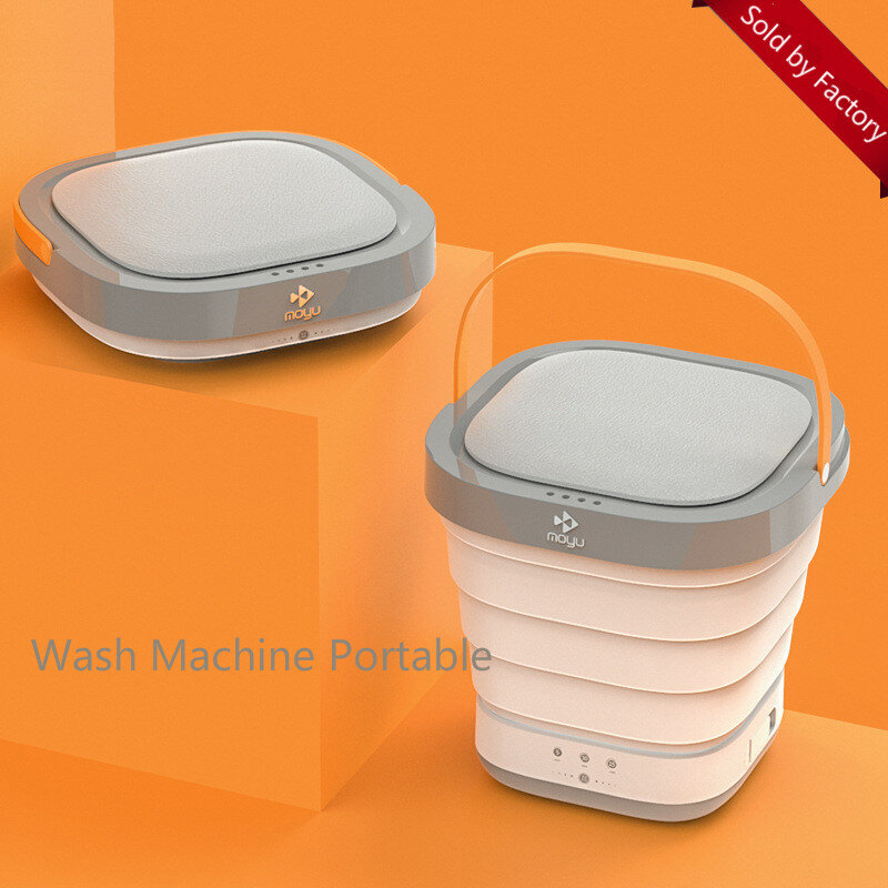 Moyu Lipat Mesin Cuci Mini Portabel Kompak Laundry Dehidrasi Mesin Cuci untuk Bisnis, Perjalanan (Putih, merah Muda) 220V