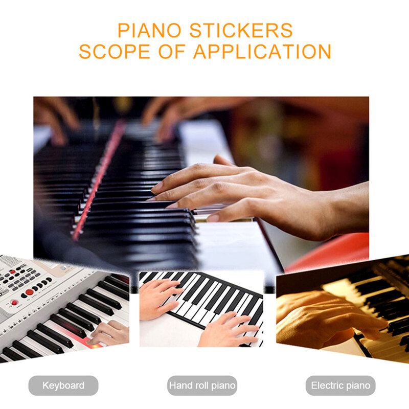Note di decalcomania di musica staccabili trasparenti adesivi per tastiera di pianoforte 37/49/61/88 simbolo di adesivo per spettro di pianoforte elettronico chiave