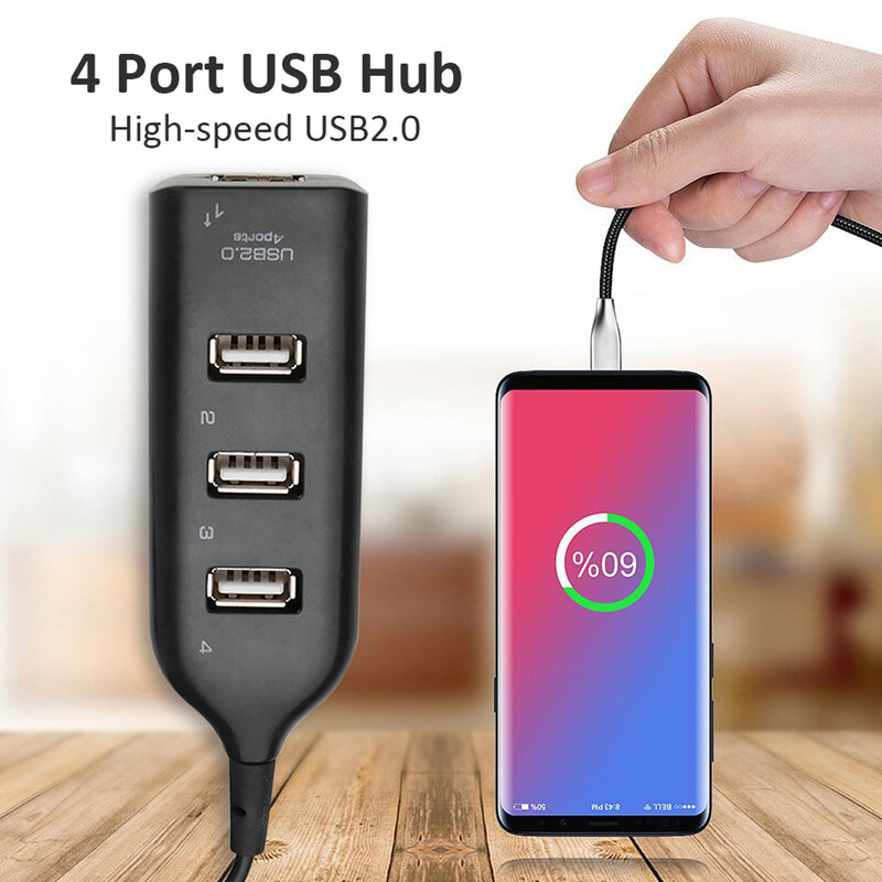 Hot Sale USB Hub 5Mbps High Speed Multiple USB 2.0 Power Cable Cord Expander 4 Port Adapter Splitter for PC Desktop Computer