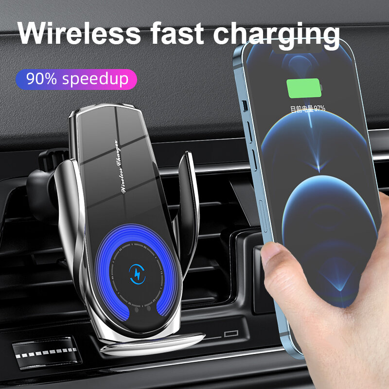 Автомобильное беспроводное зарядное устройство для телефона, 15 Вт, инфракрасный автоматический индукционный переключатель для IPhone, Samsung, ...