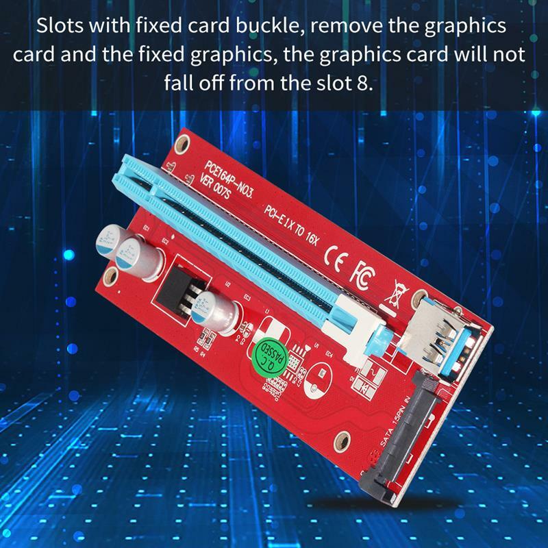 Tarjeta elevadora VER007S PCI-E, adaptador extensor PCI Express X1 a PCIE X16, Cable USB 3,0 de 15 Pines, alimentación SATA para BTC, 10 piezas, 60cm