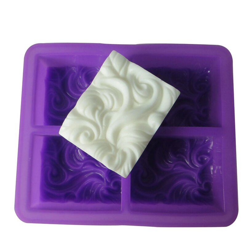 4-Cavity Golvend Bloem Siliconen Handgemaakte Zeep Cakevorm Diy Aromatherapie Gips Schimmel Essentiële Olie Zeep Maken Mold