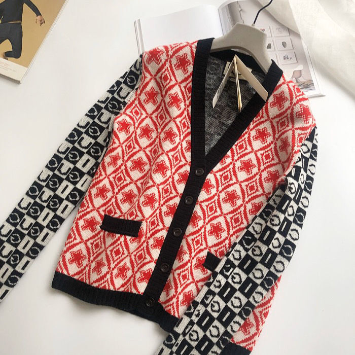 Cardigan tricoté de tempérament, haut à col en v, nouvelle collection printemps et automne