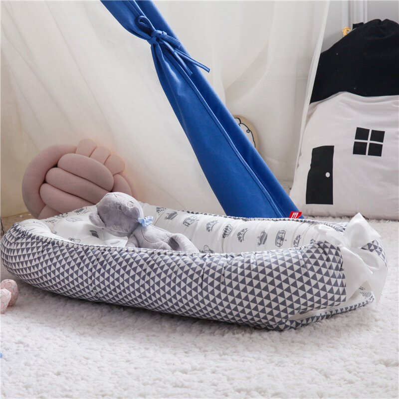 Folding, removable and washable portable anti-pressure crib bed Bionic full detachable baby pillow travel crib
