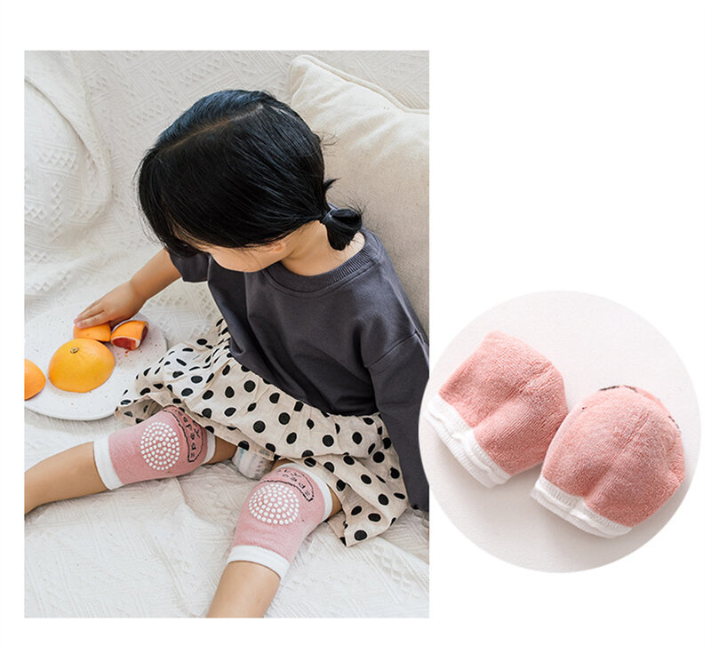 Наколенники детские на возраст 0-3 года, махровые, из плотной сетчатой ткани, Нескользящие, для ползания, защита от локтя