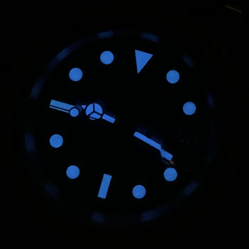 Automatische Horloge Saffier Glas NH35 Mechanische Horloges Rvs Case Mannen Blauwe Wijzerplaat Keramische Bezel Lume Met Doos H322