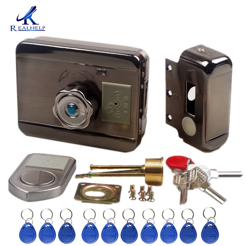 No Wiring Electric Rim Lock for Metal Door Gate Electric Door Lock Opener 125KHZ RFID Card Lock Keyless Lock  Electric Release