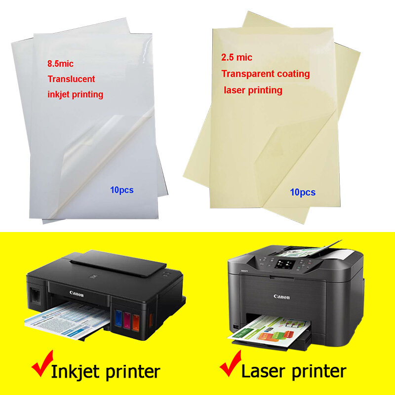 Carta per stampante trasparente A4 adesivi per etichette in carta  impermeabile lucida e patinata autoadesiva, adatti per stampante laser/a  getto d'inchiostro / Carta