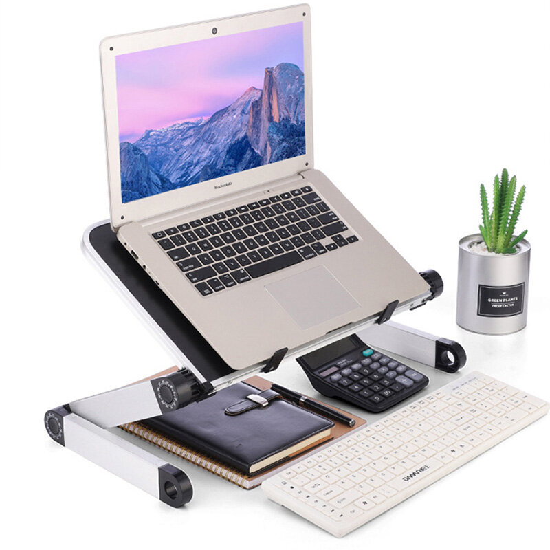 Aluminiowy Laptop przenośny składany regulowany biurko na laptopa stolik pod komputer stojak taca Notebook Lap PC składany stół biurkowy