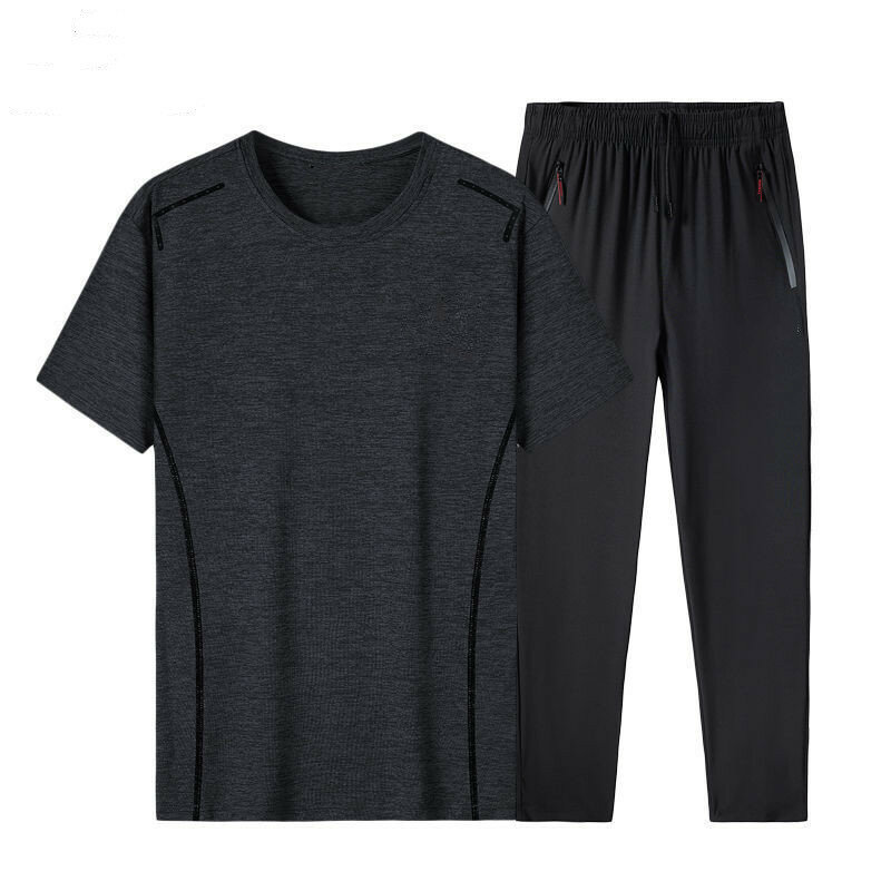 男性トラックスーツ新夏のランニングセット2個tシャツ + パンツ男性カジュアルスーツ速乾スポーツウェア服アジアサイズ