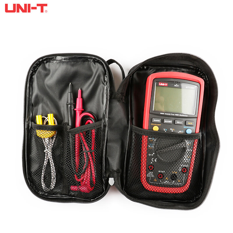 Bolsa de multímetro Digital de UNI-T, estuche rígido de almacenamiento, resistente al agua, a prueba de golpes, con bolsillo de malla para proteger