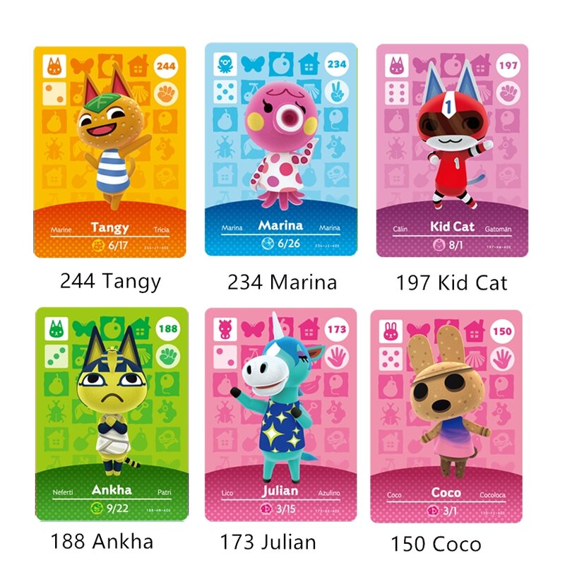 Animal Croxxing 인기 NFC 게임 카드 Villager Coco Julian Ankha Marina Tangy ACNH Ntag215 태그 NS Switch WiiU 무료 배송