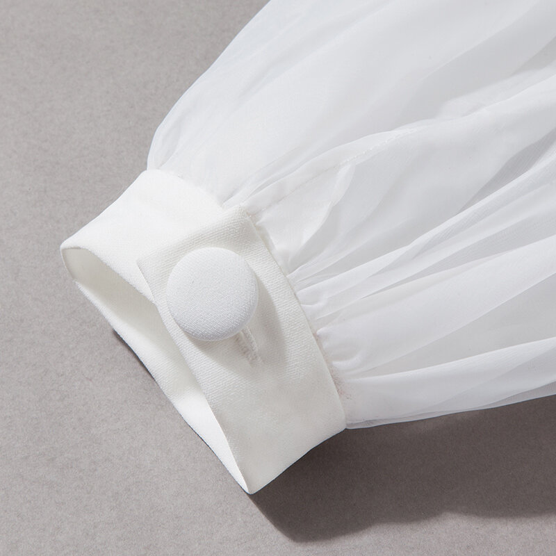 Yigelila moda recém-chegados gola quadrada mangas completas elegante vestido lanterna mangas na altura do joelho doce com botão vestido 65389