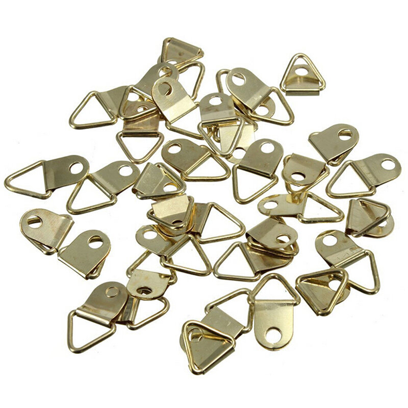 20 個新ゴールデン画像ハンガー真鍮三角形写真画像フレームウォールマウントハンガーフックリング鉄卸売