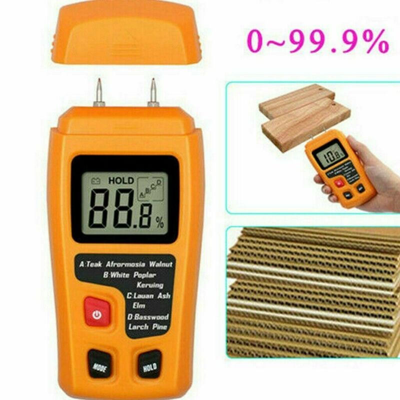 EMT01-medidor Digital de humedad de madera, Detector de humedad de madera con pantalla LCD grande, dos pines, 0-99.9%