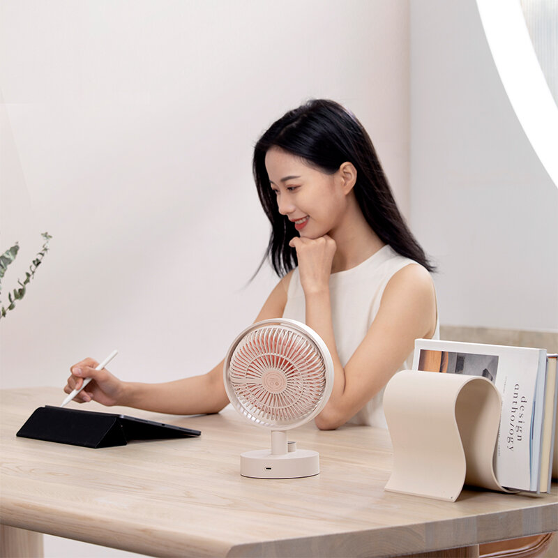 Xiaomi sothing ventilador de mesa balançando cabeça inteligente display digital mini ventilador de refrigeração tipo-c exigível ventilador de baixo nível de ruído portátil