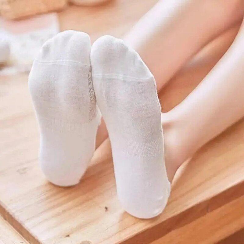 Meias femininas antiderrapantes primavera e verão boca rasa invisível algodão meias femininas meias ocas silicone y5h2